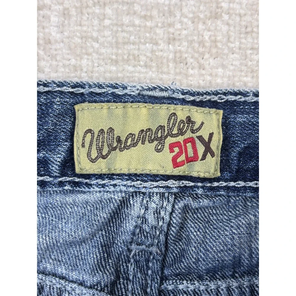 Wrangler 20X Boys Blue Jeans Regular Fit Straight Leg Adjustable Waist Size 14